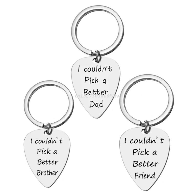Metal Ukulele new Picks 2025 Pendant Keychain with Ring Letters Carved Guitar Picks Bass Mediator Acoustic Guitar Accessories