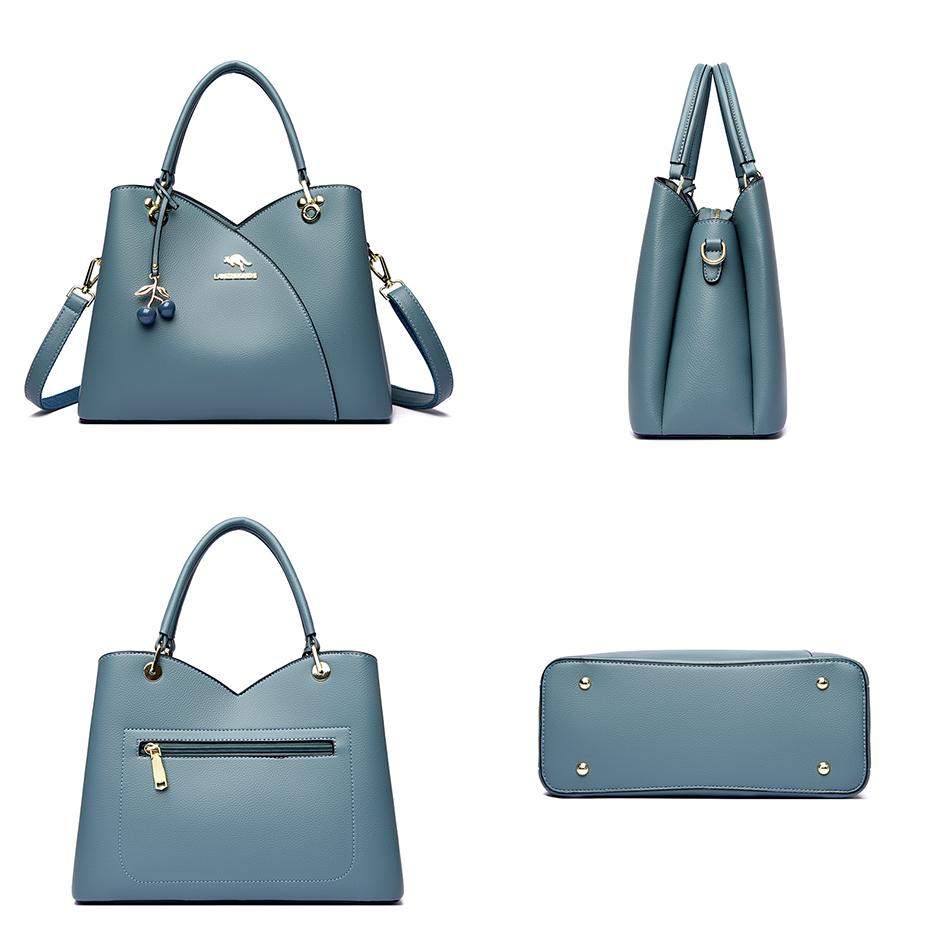 Soft Leather Women's Crossbody Bags Large Capacity Shoulder Handbags Purses with Pendants 2022 Trend Designer Casual Tote Bags