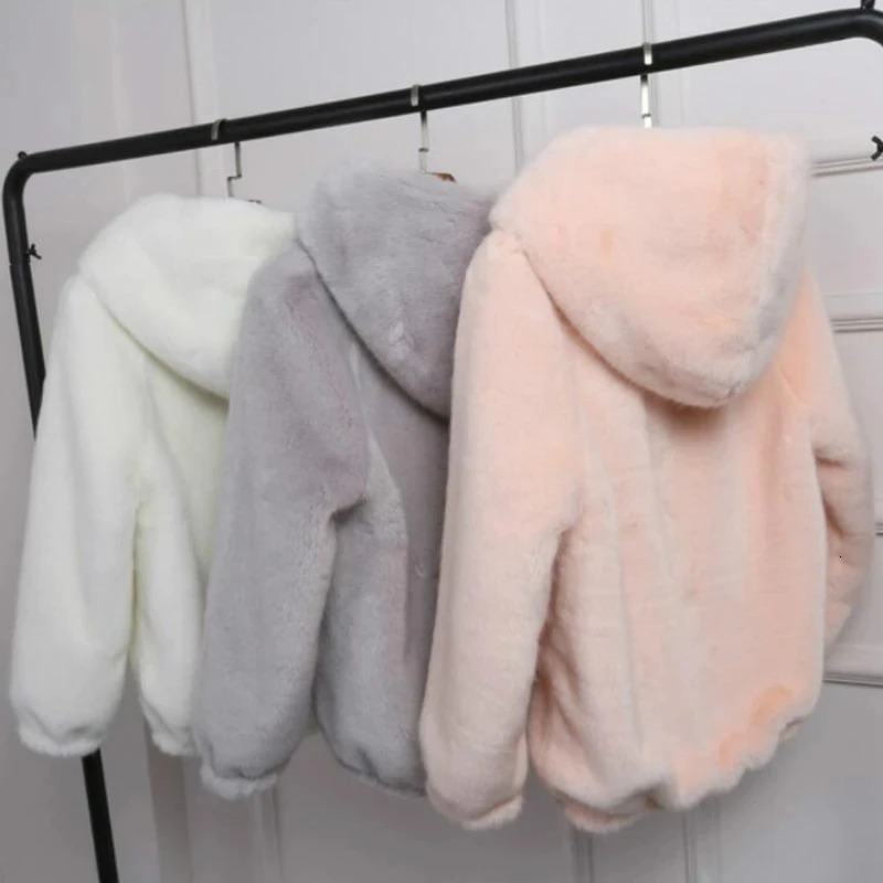 Womens winter coat womens mink cashmere warm jacket loose plush hooded thick jacket teddy jacket rabbit fur coat 241108