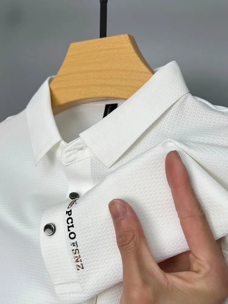 High-end printed Paul shirt Ice silk without trace Cool feeling short sleeve mens lapel T-shirt Business casual polo shirt 240407