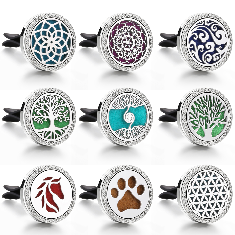 Aromatherapy Jewelry Diffuser Pendant Locket Crystal Car Air Freshener Vent Clip Perfume Essential Oil Diffuser Necklace Pendant