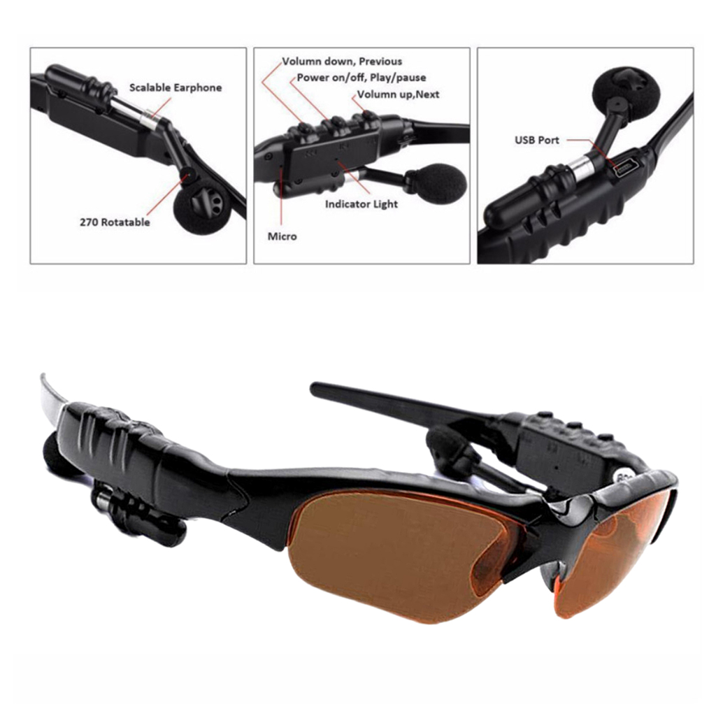 Music Sports Bluetooth Sunglasses Polarized Glasses Headset Headphone With Mic for Driving