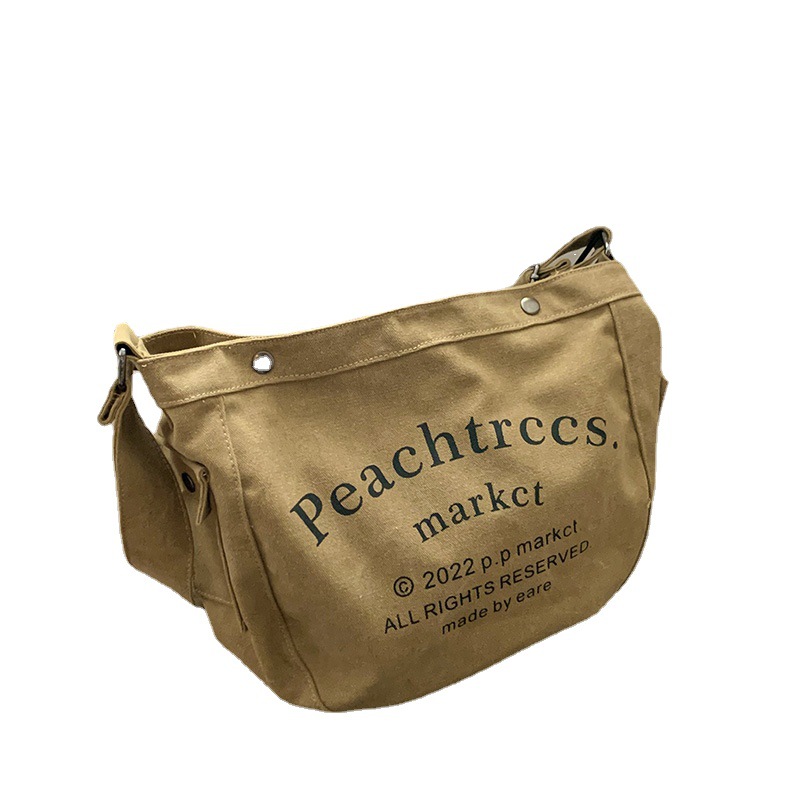 Canvas for women's summer 2024 new fashionable large capacity single shoulder crossbody bag