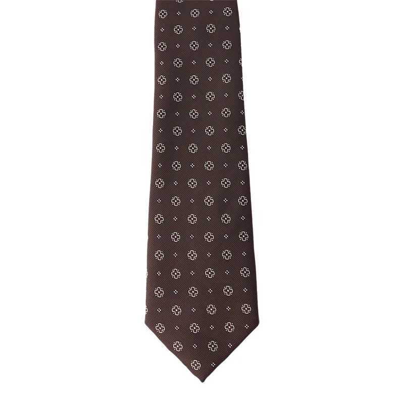 2024 New Design Green Brown Neckties 8cm Men Polyester Flower Neck Tie Young College Student Daily Wear Shirt Accories CravatX241111