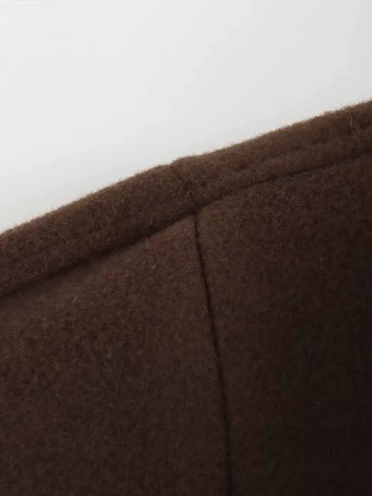 TRAF autumn and winter European and American casual belt hooded wool womens medium long jacket 241108