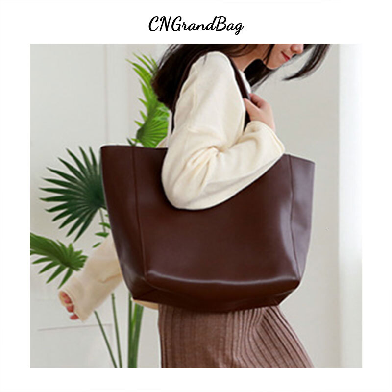 Customized Letter Genuine Leather Tote Large-Capacity Practical Versatile New Commuter Shopping Cowhide Large Bag Genuine Leather String BagVoyage