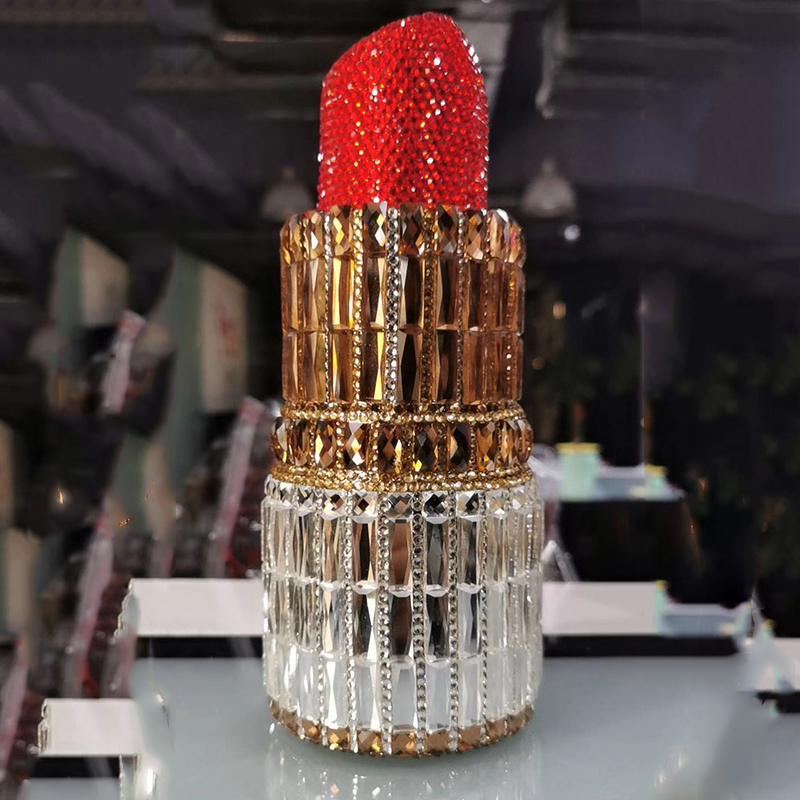 XIYUAN Newest Black Rhinestone Lipstick Shape Women Evening Clutch Purse Fashion Red Crystal Diamond Lady Chain Purses Handbags