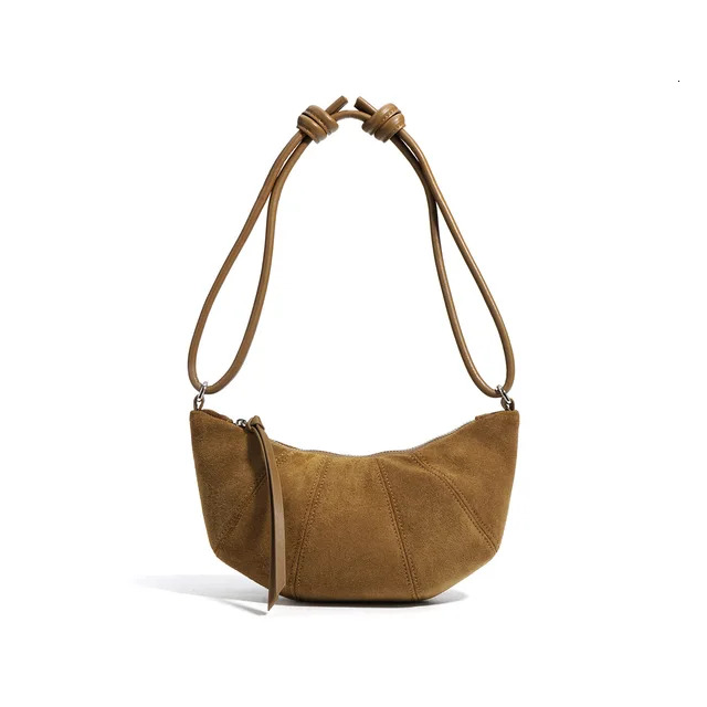New Women Dumpg Female Niche Underarm Shoulder Bag Lady Cross-Body Messenger Maillard Croissant Autumn Winter Hobos Patent Leather Zipper Style BagVoy