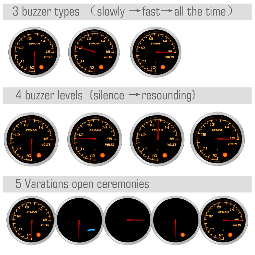 EPMAN 2 52mm 10 Color LED Backlights Face Bar Turbo Boost Gauge Meter w Sensor Mount Bracket Cup Holder EPXX707