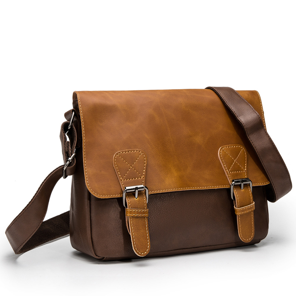Fashion Men’s Crossbody Bag PU Leather Shoulder Handbag Vintage Male Messenger Bags High Quality Flap Purse Bags for Women