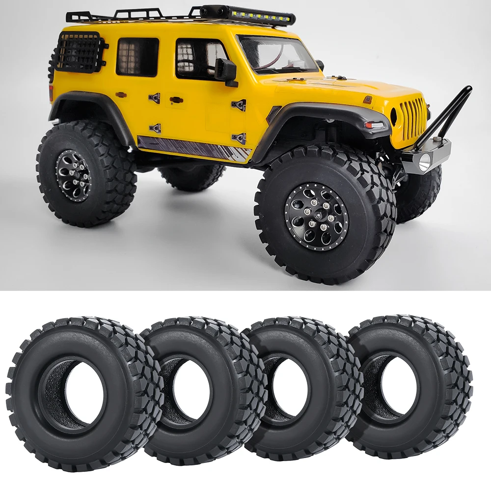 YEAHRUN 4PCS 1.0" Rubber Tyres Mud Terrain Wheel Tires for 1/24 Axial SCX24, 1/18 TRX4M RC Micro Crawler Car Parts