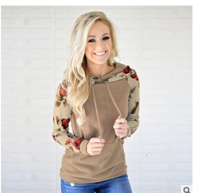 Designer's versatile and winter fashion new product, autumn hooded print lace up top, women's hoodie