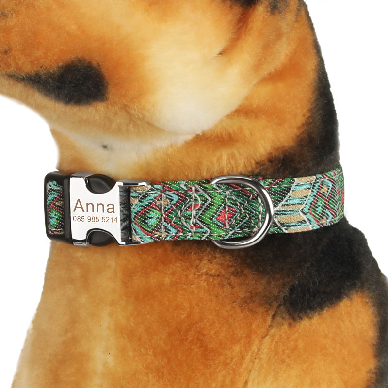 Custom Personalized Dog Collar with Name Adjustable Engraved Dog Collar Metal Buckle Tags Pet ID Nameplate Multicolor To Choose