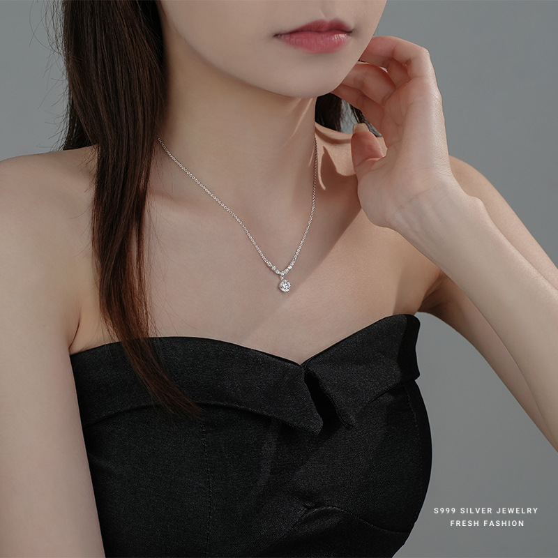 2024 Choucong Elegant Lover Pendant Luxury Jewelry Genuine 100% S925 Sterling Silver Round Cut Moissanite Diamond Stunning Party Women Wedding Clavicl