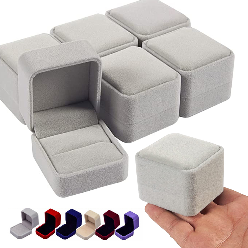 12pcs Red Square Velvet Ring Box Engagement Wedding Jewelry Box Necklace Earring Gift Box Holder for Lover Jewellery Wholesale