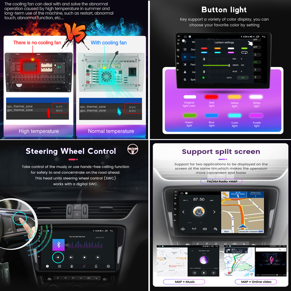 Car Radio Touch QLED Screen 10 Inch Android 13 For Toyota RAV4 LHD Radio Player 2014 2015 2016 2017 2018 Auto Carplay DSP GPS