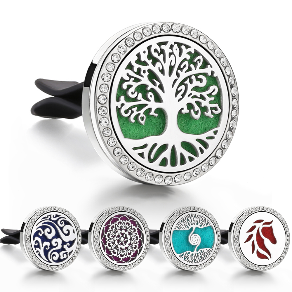 Aromatherapy Jewelry Diffuser Pendant Locket Crystal Car Air Freshener Vent Clip Perfume Essential Oil Diffuser Necklace Pendant