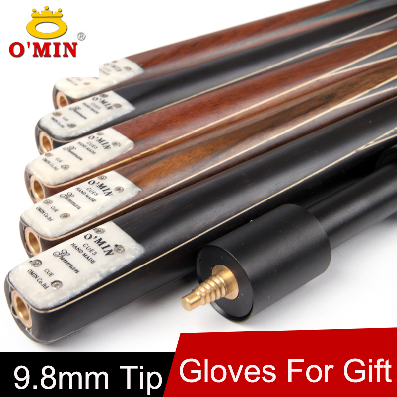 O'MIN Brand 3/4 Snooker Cue Stick 9.8mm Tip 3 4 Snooker Cues Case Set China Fast Shipment