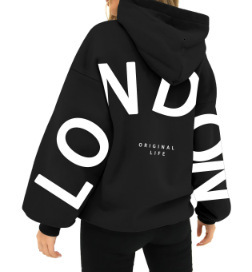 Designer's fashionable personalized printed versatile long sleeved loose hooded sweatshirt for spring and autumn women's wear