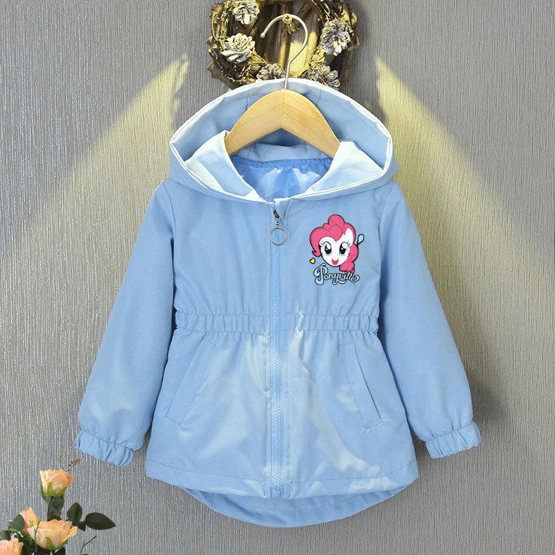 Designer Children's girls' waisted jacket, spring and autumn clothing, 2025 new blue top, windbreaker, free shipping