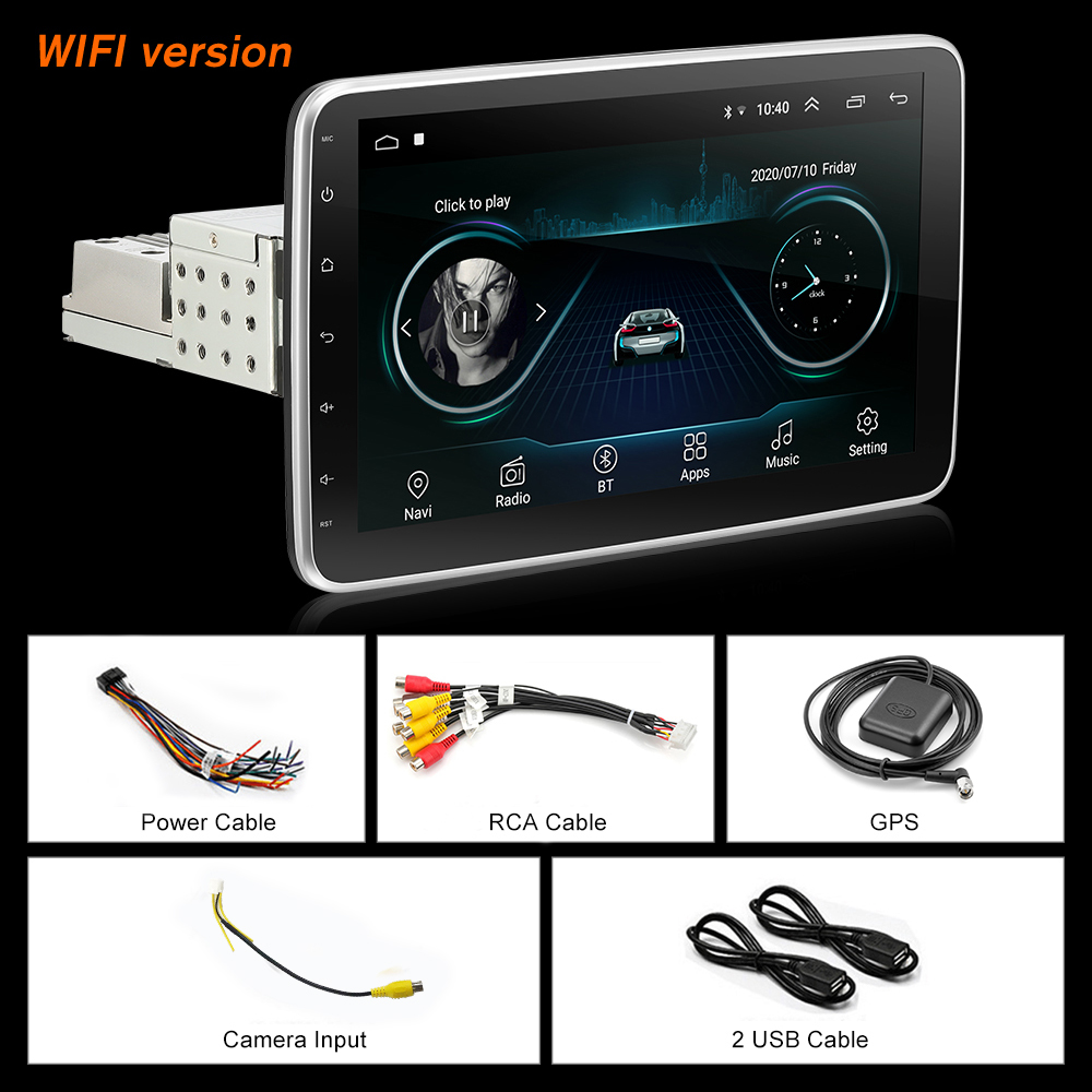 1Din Android Car Multimedia Player WiFi/4G 9/10inch Rotatable Touch Screen Car Auto Radio Real 2+32G Universal Car MP5 Player