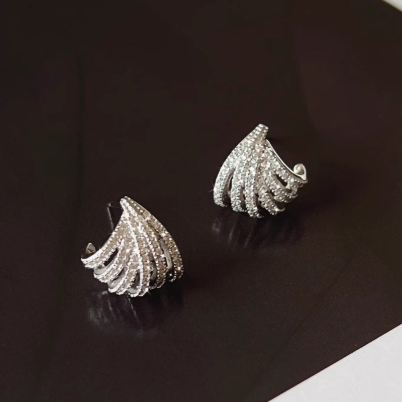 Stud designer multi-layer line geometric earrings women 925 sterling silver inlaid with crystal Stud platinum diamond Stud earrings luxury wedding jew