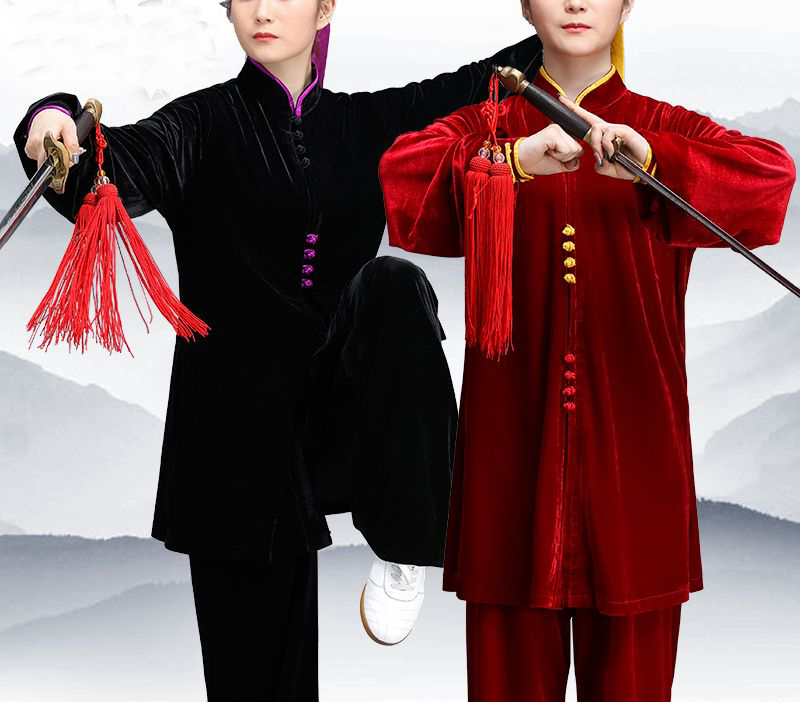top quality Autumn&winter thickening pleuche tai chi taiji suit female wushu kung fu uniforms martial arts performance clothing