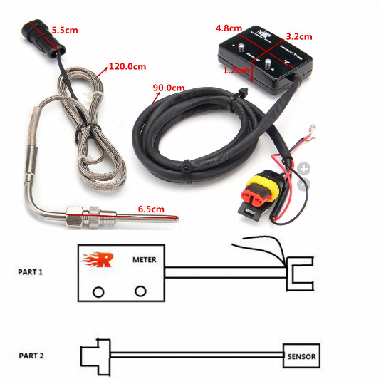 Car Exhaust Temp Gauge Exhaust Gas Meter Digital With Sensor EXT Temperature Meter Turbo for 4WD Hilux Patrol EGT etm-01