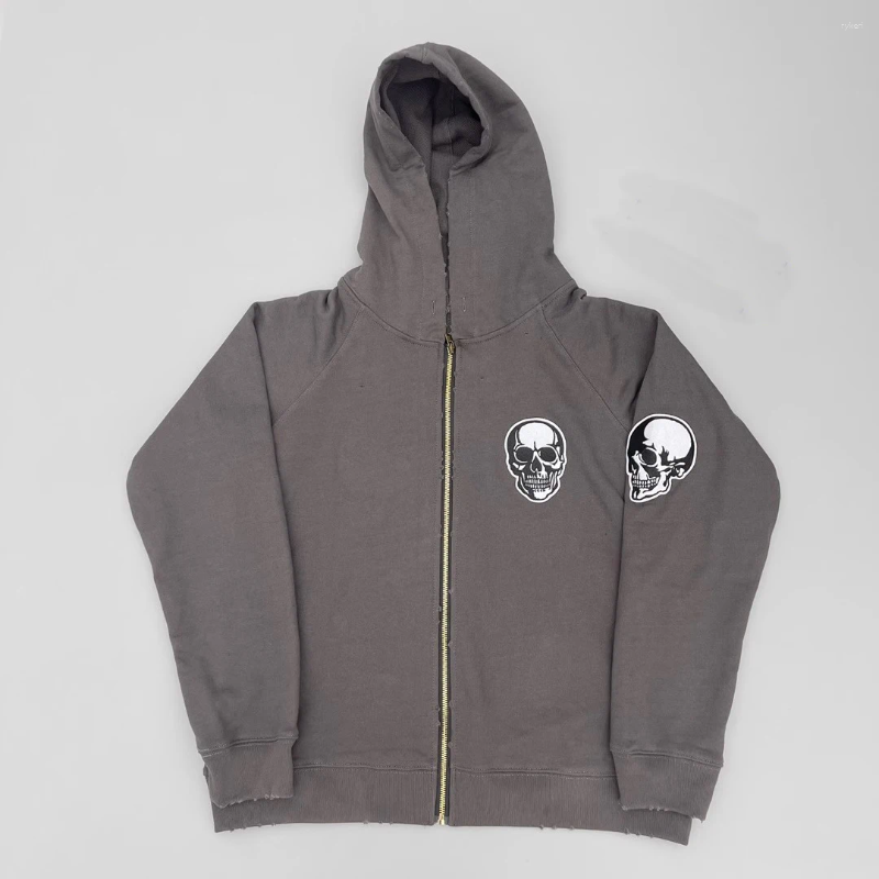Mens Hoodies 2024 Number Nine Skull Embroidered Zipper Coat Damaged Worn Out Hoodie WY919 Q250702