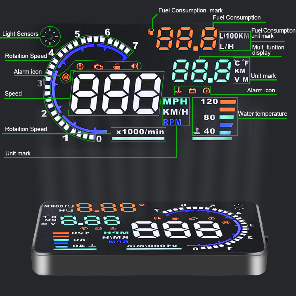 4/5.5" LED Digital OBD2 HUD Car Display Head Up OBD 2 Diagnostic Tools Speedometer Windshield Projector Automotive Accessories