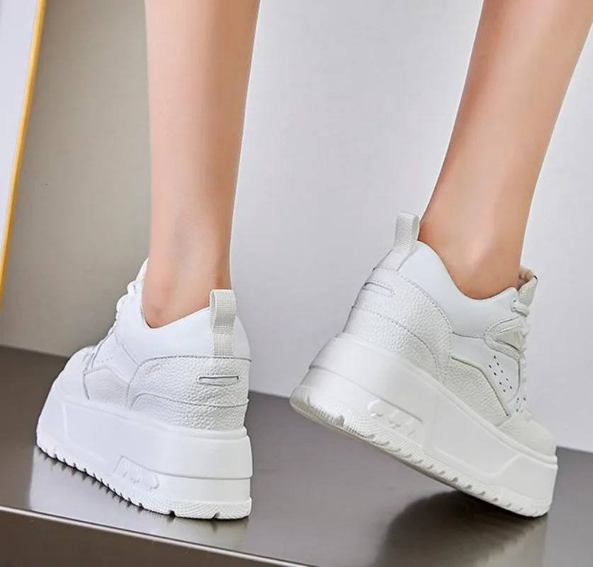 Designer's 9cm ultra-fine fiber women's sloping heel shoes thick soled sports shoes new balance casual walking breathable fashionable skateb