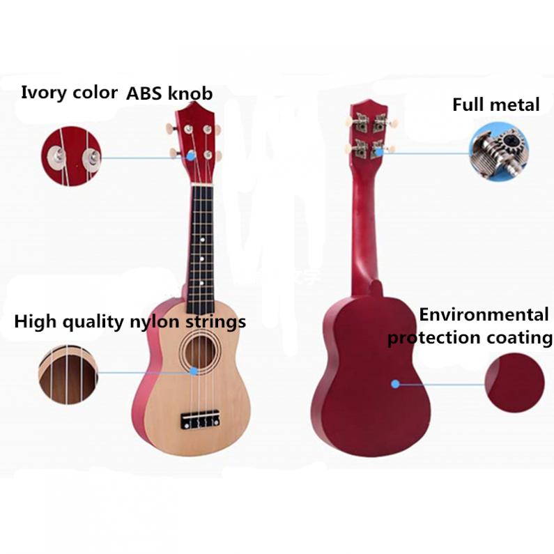 21 Inch 4 color Ukulele Beginners Children Christmas Gifts Hawaii Four String Guitar +String+Pick