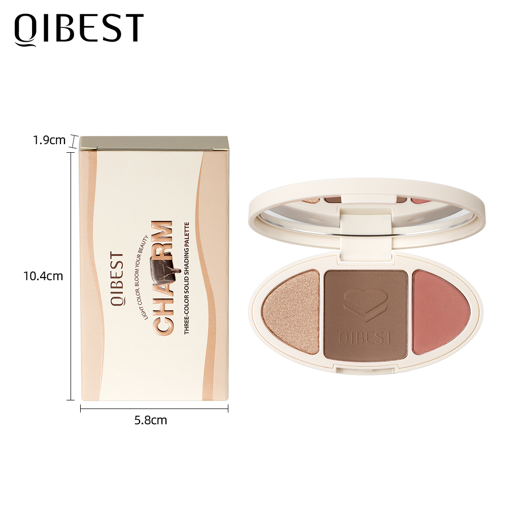 QIBEST 3 IN 1 Stereo 2025 Contour Bronzer & Blusher & Highlighter Palette Long-lasting new Professional Makeup Natural Palette 5 Shades