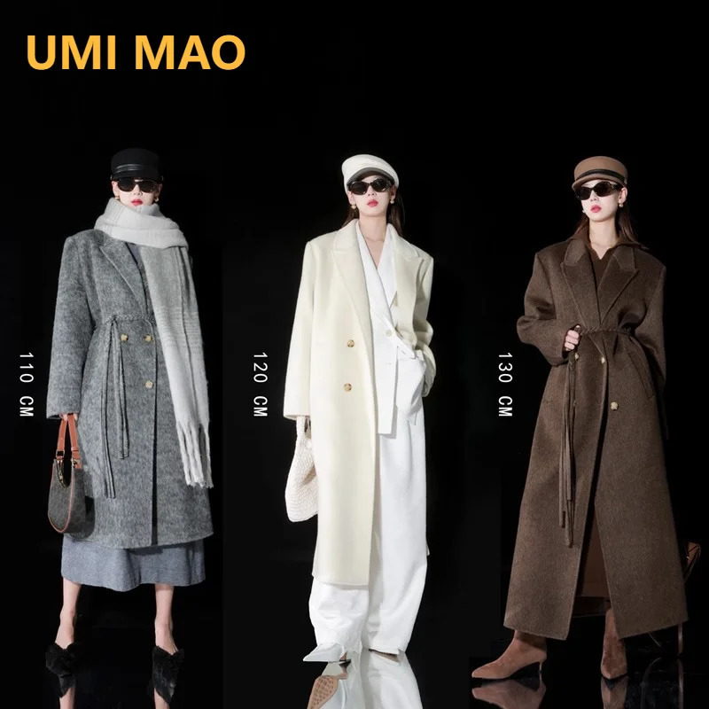 UMI MAO jacket Alashan camel velvet ribbon double-sided cashmere wool coat womens winter womens coat 241108