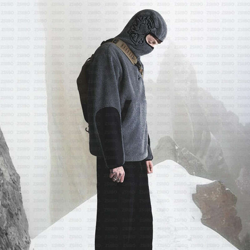 Casual Haruku Style Fashionable Loose Jacket Sherpa Splicing Zipper Sweatshirt Wholesale Trendy Men And Women