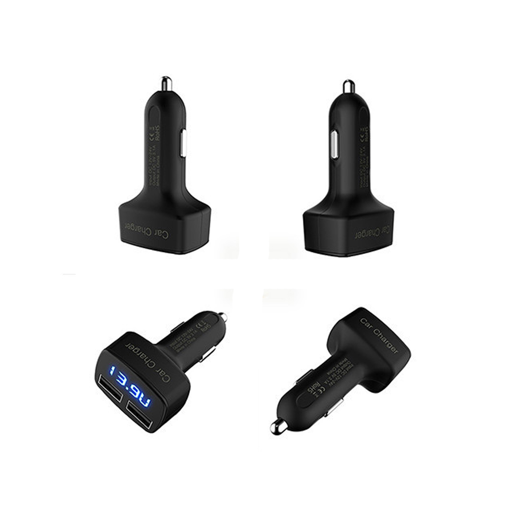 Universal DC 5V 3.1A 4 In 1 Dual USB Car Quick Charger Voltage/temperature/Current Meter Tester Adapters Digital LED Display