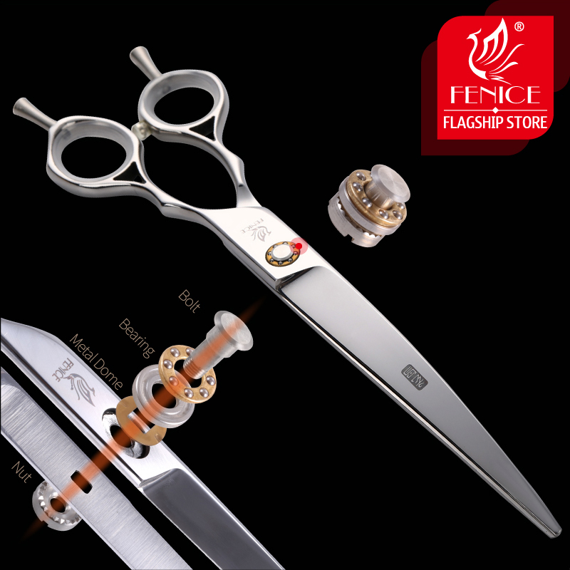Fenice Japan 440C Professional Pet Grooming Shears Up&Down Dogs Curved Scissors 7.0 /7.5 inch