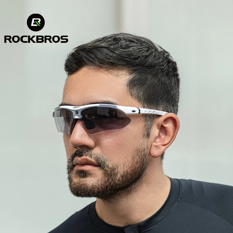 ROCKBROS Polarized Cycling Glasses Outdoor Sports Bicycle Sunglasses Mountain Bike Goggles Eyewear Myopia Frame 5 Lenses Light 240402