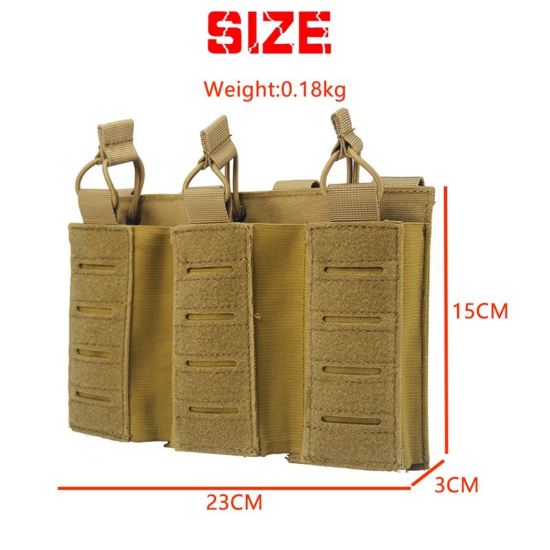 Molle Pouch Tactical Magazine Bag Elastic Open-Top Triple Mag Pouch Holder Carrier For M4 M14 M16 AK AR