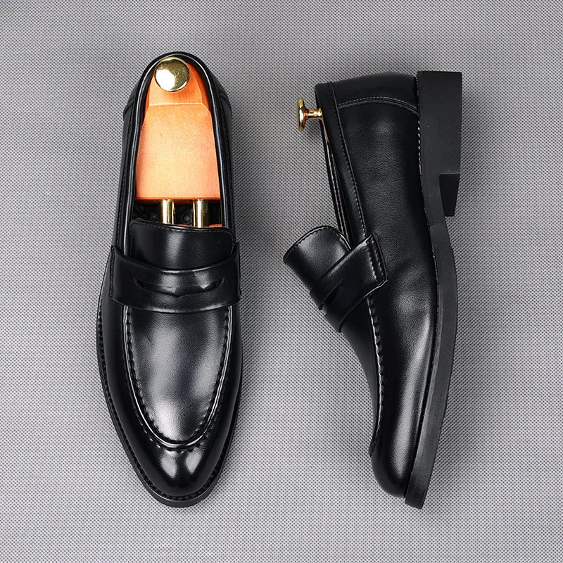 er Mens Balck Penny Loafter Leather Shoes Male Wedding Dress Prom Homecoming Oxford Footwear 241108