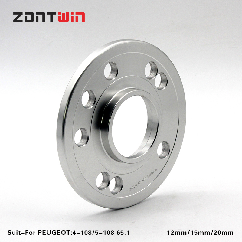 2Pieces 12/15/20mm Wheel Spacers Adapters 4x108/5x108 65.1mm for Peugeot 206/207/208/301/307/308/3008/407/408/508/4008/5008