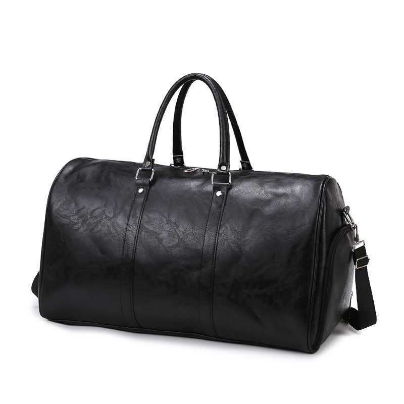 Large Capacity Travel Bag Dry and Wet Separation Independent Shoe Compartment Pu Texture Solid Color Versatile Mens and Womens Sports and Fitness Bag