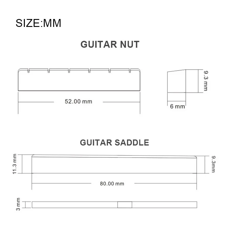 50pcs Classical Guitar Nut and Bridge Saddle Plastic 50MM 80MM Guitar Parts Ivory