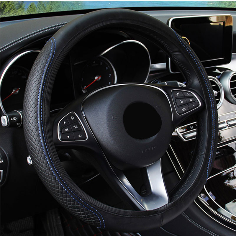 car Black Artificial Leather Car Steering Wheel Cover for Renault Clio Scenic Megane Duster Sandero Captur Twingo koleos