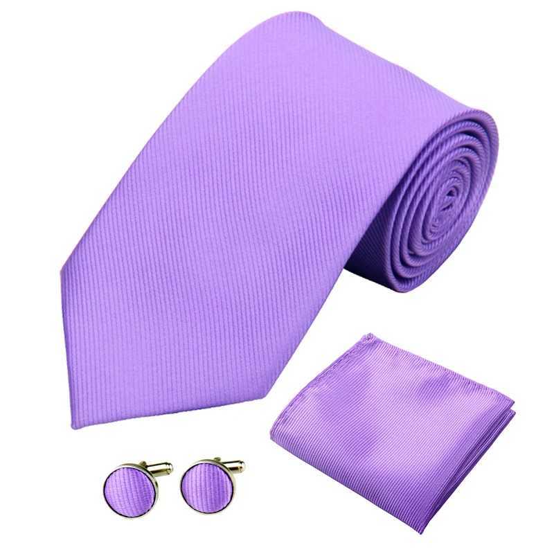 Fashion Tie Set for Men Women 8CM 3.15 Wedding Accories Silk Solid Striped Black Red Blue Gray Cufflinks Hanky Necktie SetsX241109