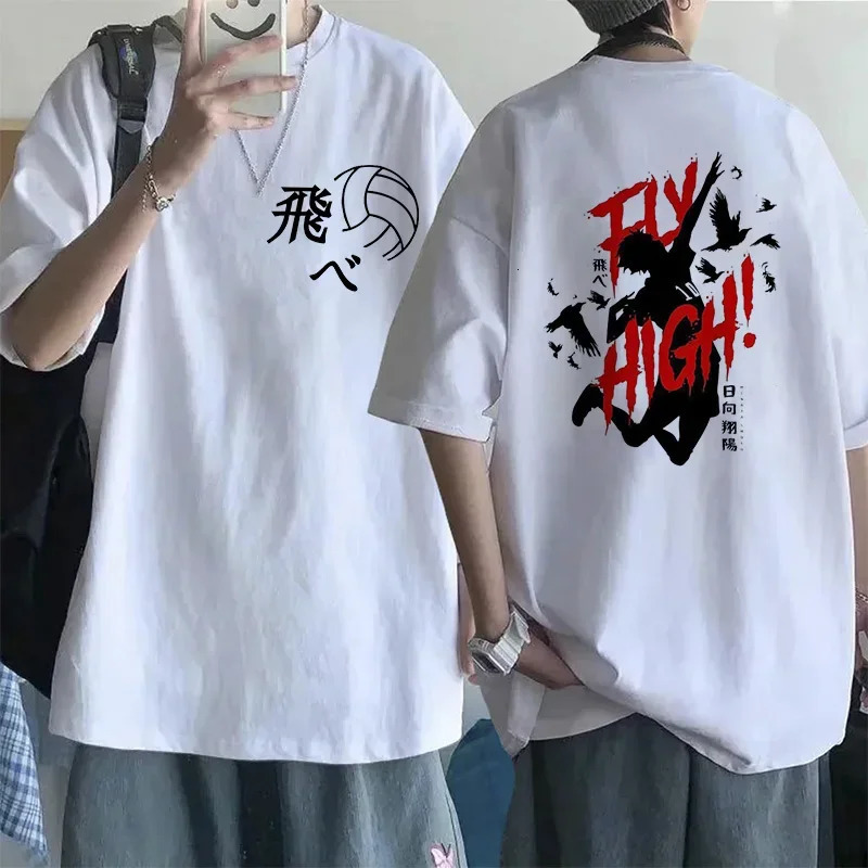 Anime Fly High Graphic T Shirt Mange Oversized Men T Shirt Man Women T-shirt Karasuno Yu Nishinoya Cartoon Y2k Harajuku Tees Top 240409