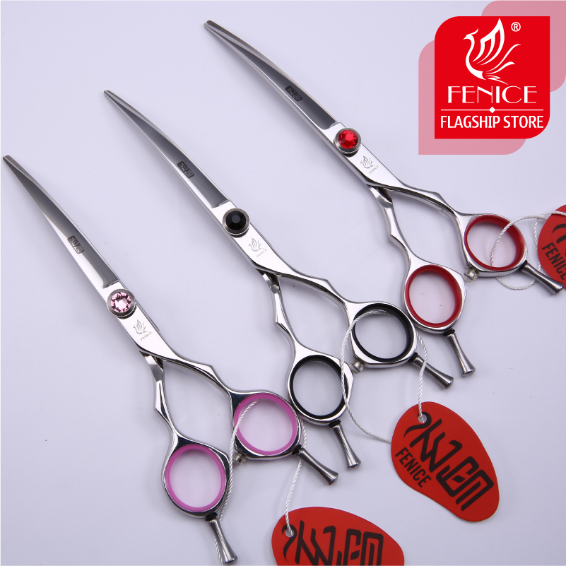 Fenice professional 5.5 inch 6 inch curved pet dog scissors small animal grooming shears in dog scissors