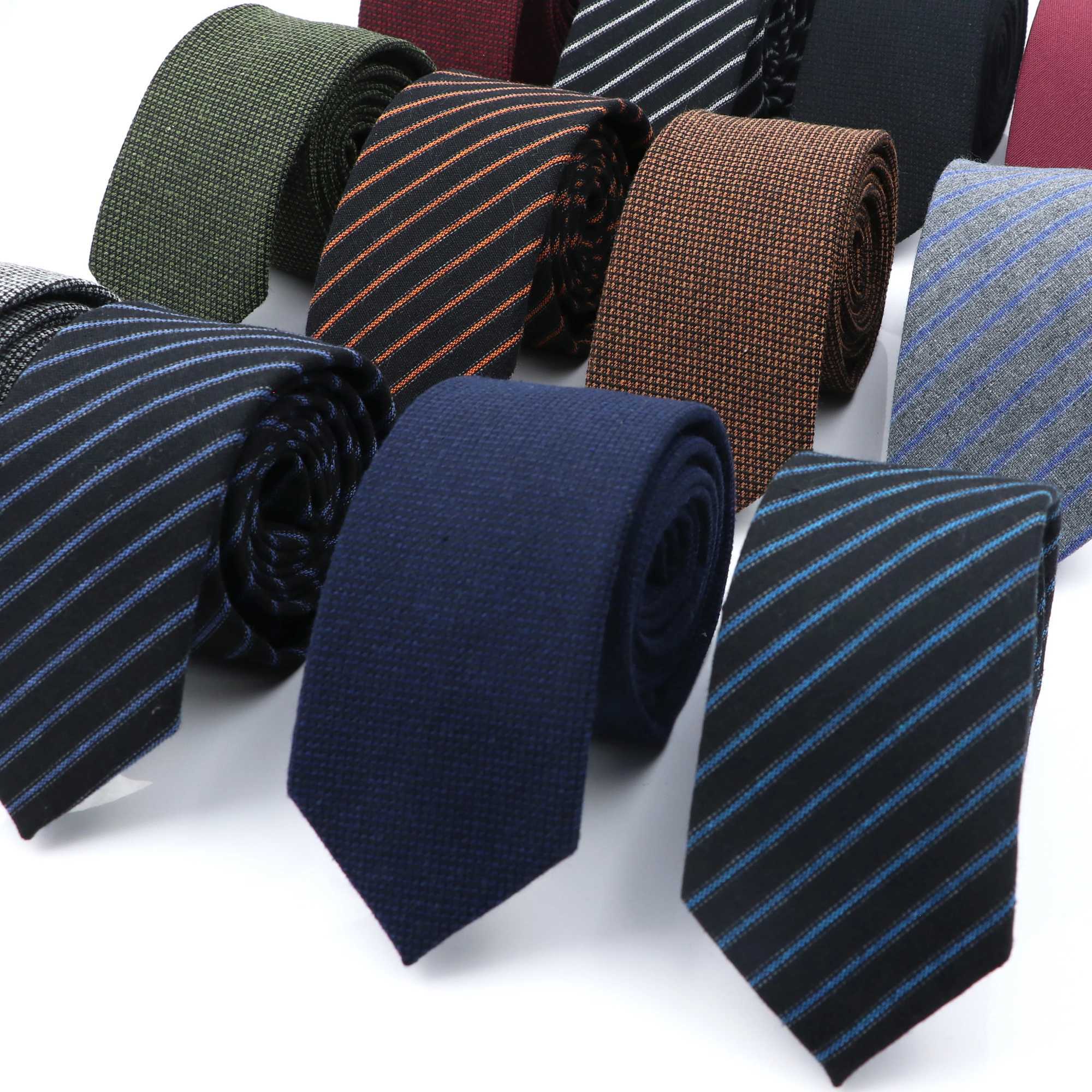 Mens Tie Imitation Cashmere Classic 6cm Skinny Casual Necktie Cotton Handmade For Wedding Party Dinner Striped Plaid Tie GiftX241109