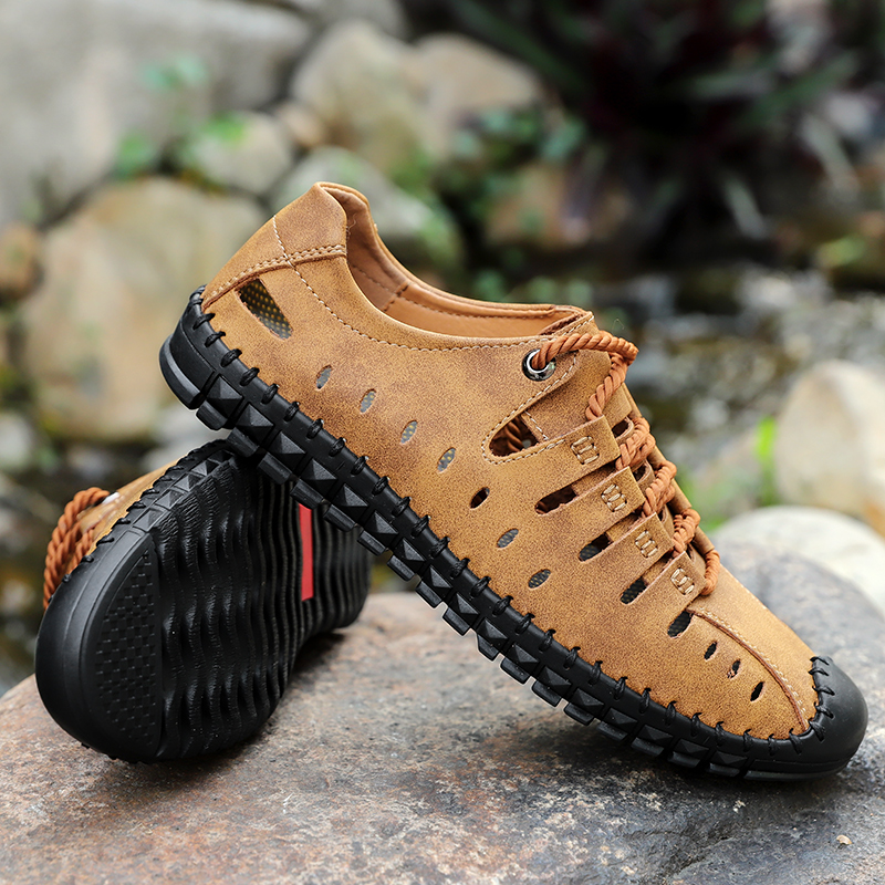 Big Size38-48 Summer Cool Fine Hand-stitched Thread Men Sandals Casual Designer Beach Shoes High Quality Boy Shoes Free Shipping