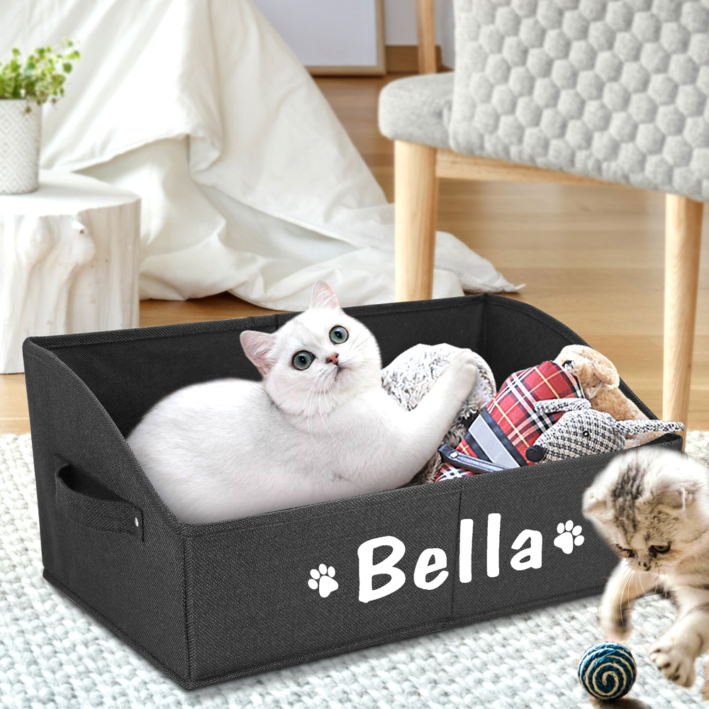 Personalized Dog Storage Basket Cat Nest Folding Pet Storage Box Free Print Name Paw Dogs Baskets For Dogs Toy Clothes Shoes